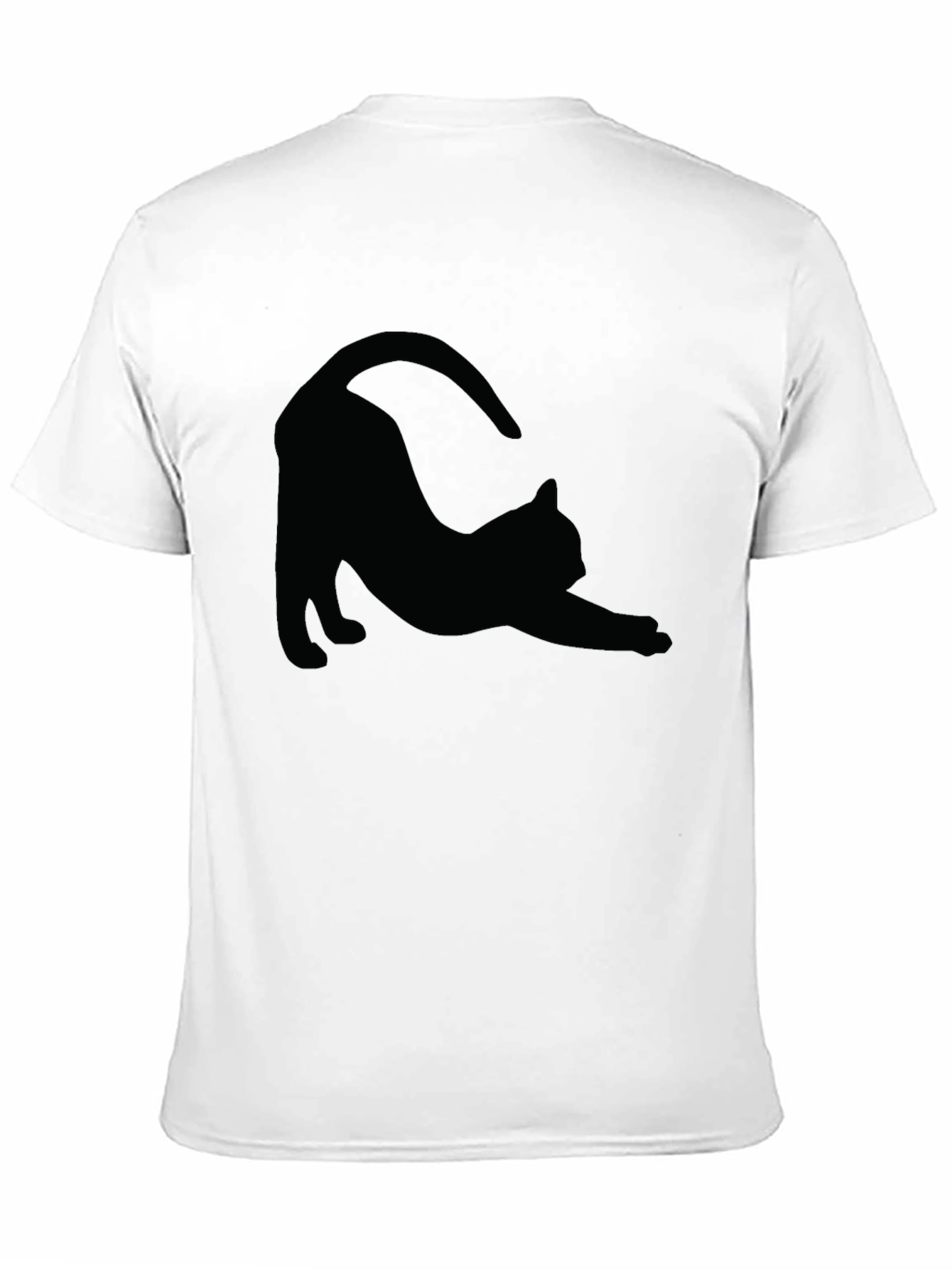 Stretching Cat Graphic Tee - Soft Black Cotton T-Shirt