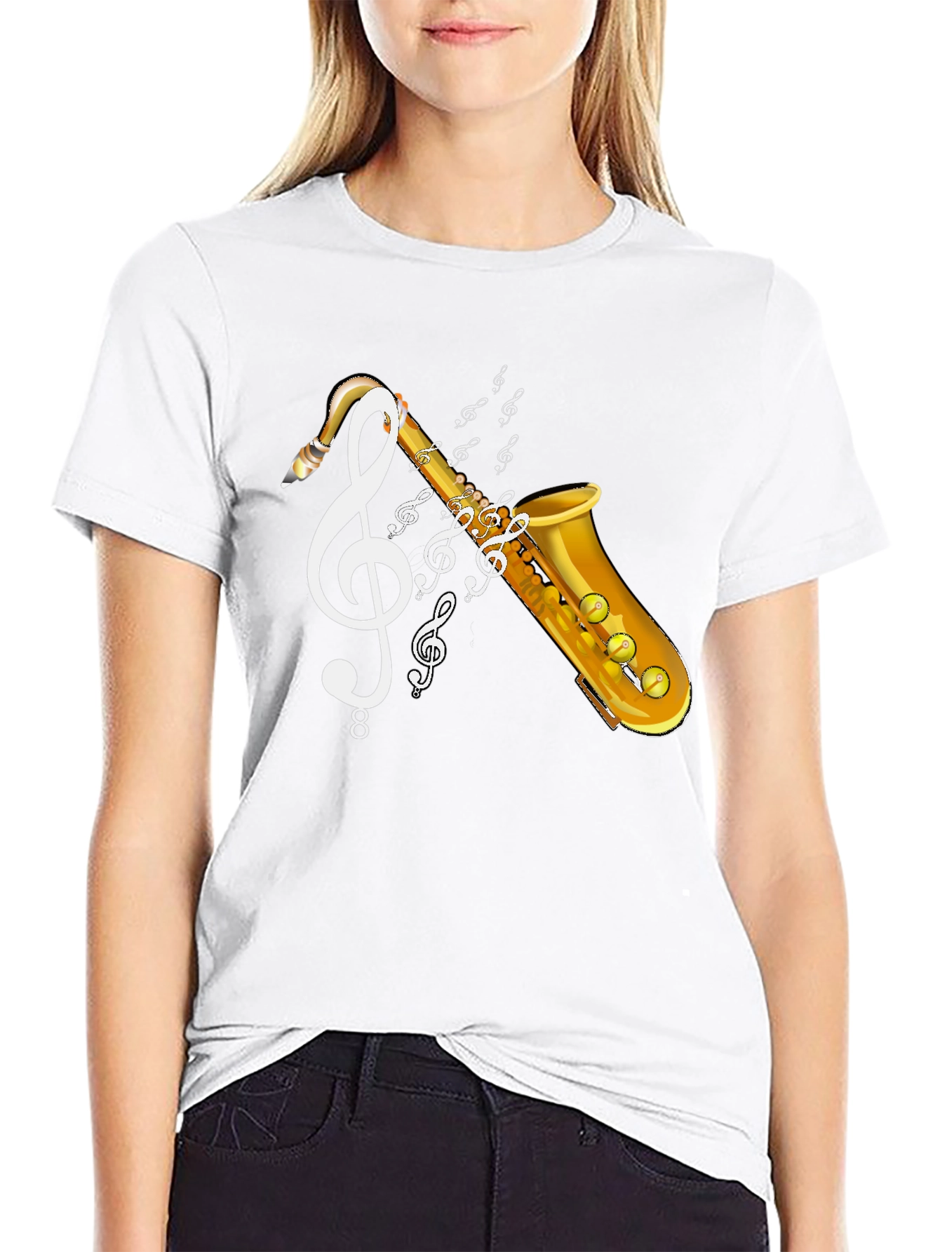 Saxophone Music T-Shirt - Musical Clef Design