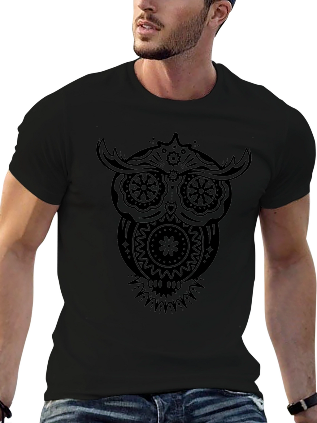 Owl Graphic Black T-Shirt