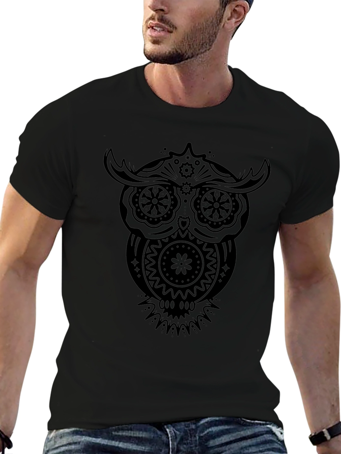 Owl Graphic Black T-Shirt