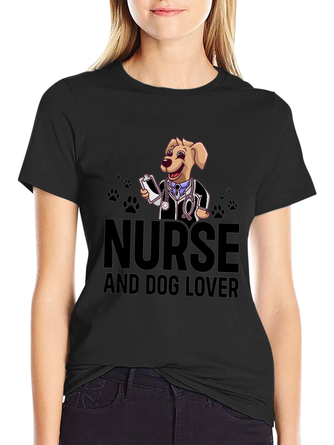 Nurse and Dog Lover Graphic T-Shirt