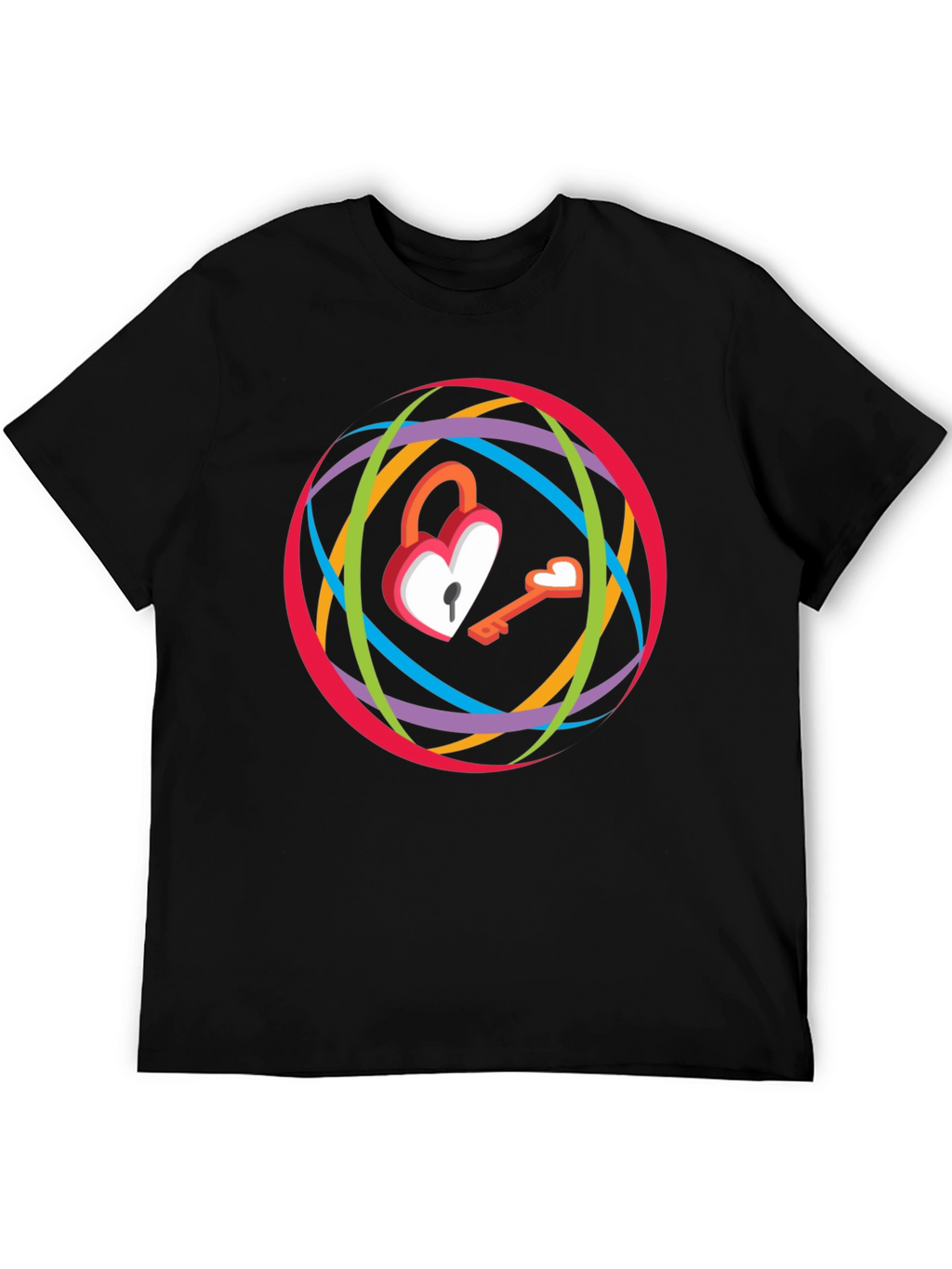 Heart Lock & Key Graphic T-Shirt - Modern Style