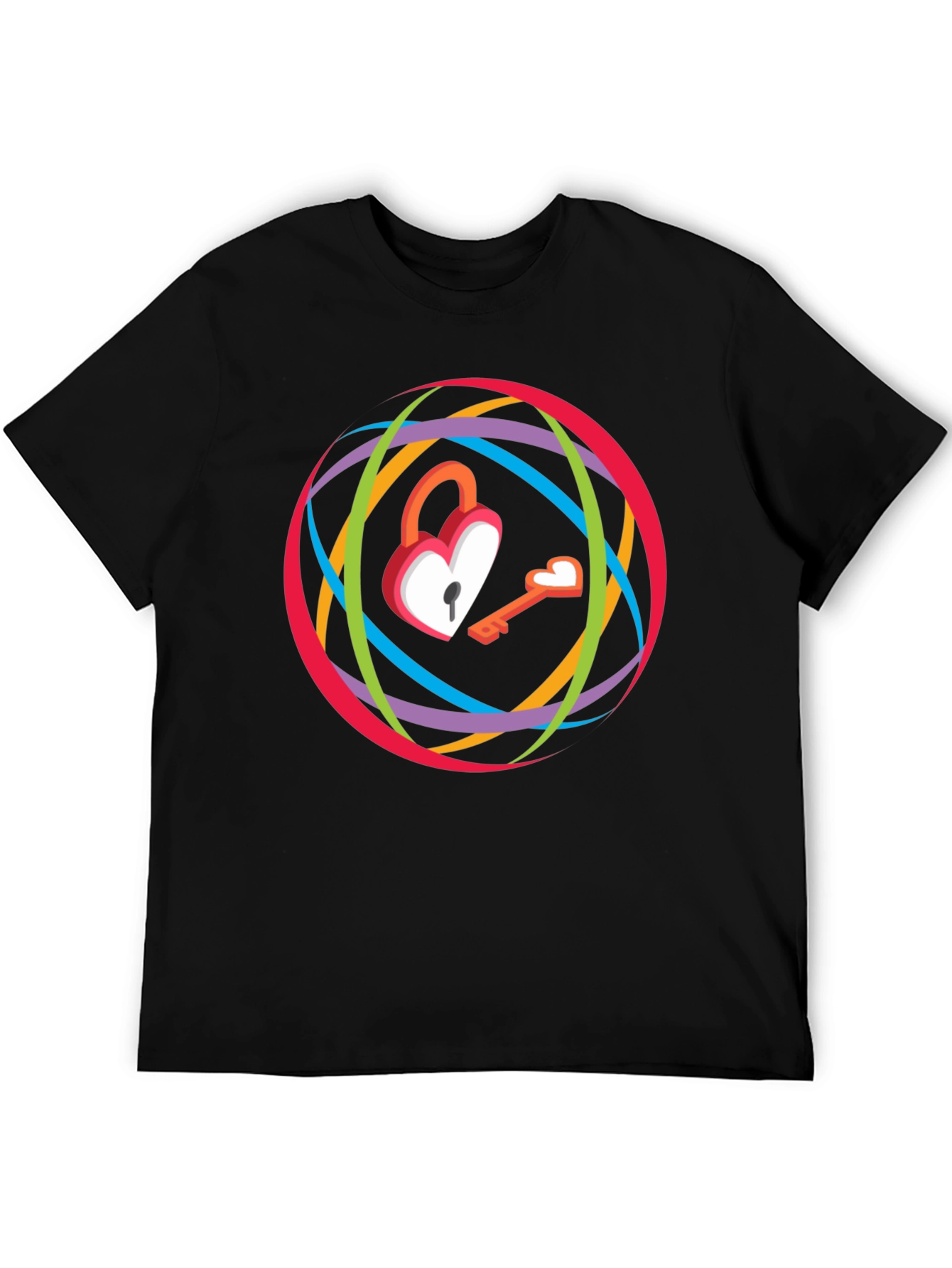 Heart Lock & Key Graphic T-Shirt - Modern Style