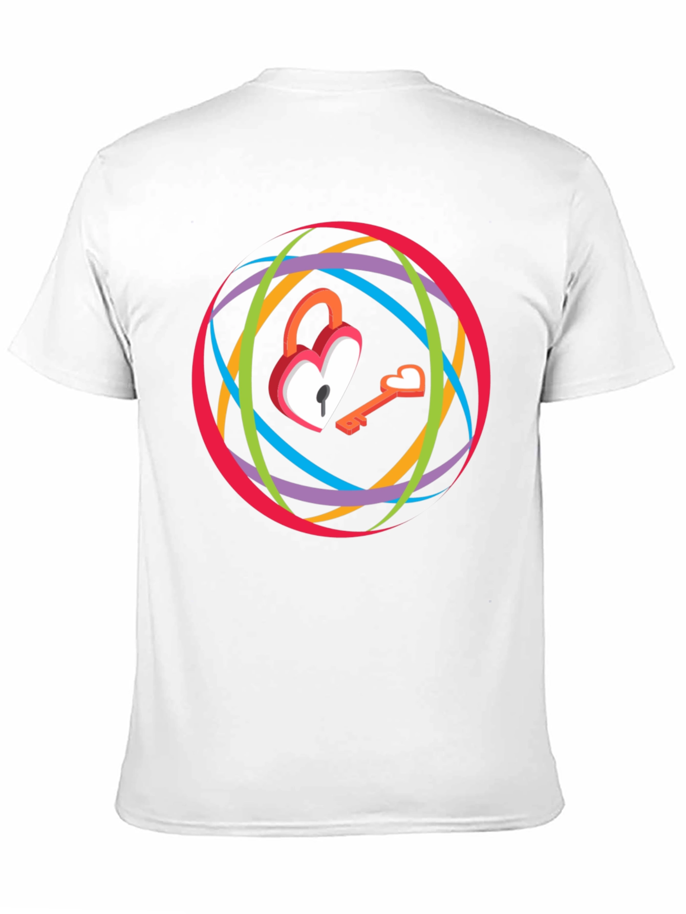 Heart Lock & Key Graphic T-Shirt - Modern Style