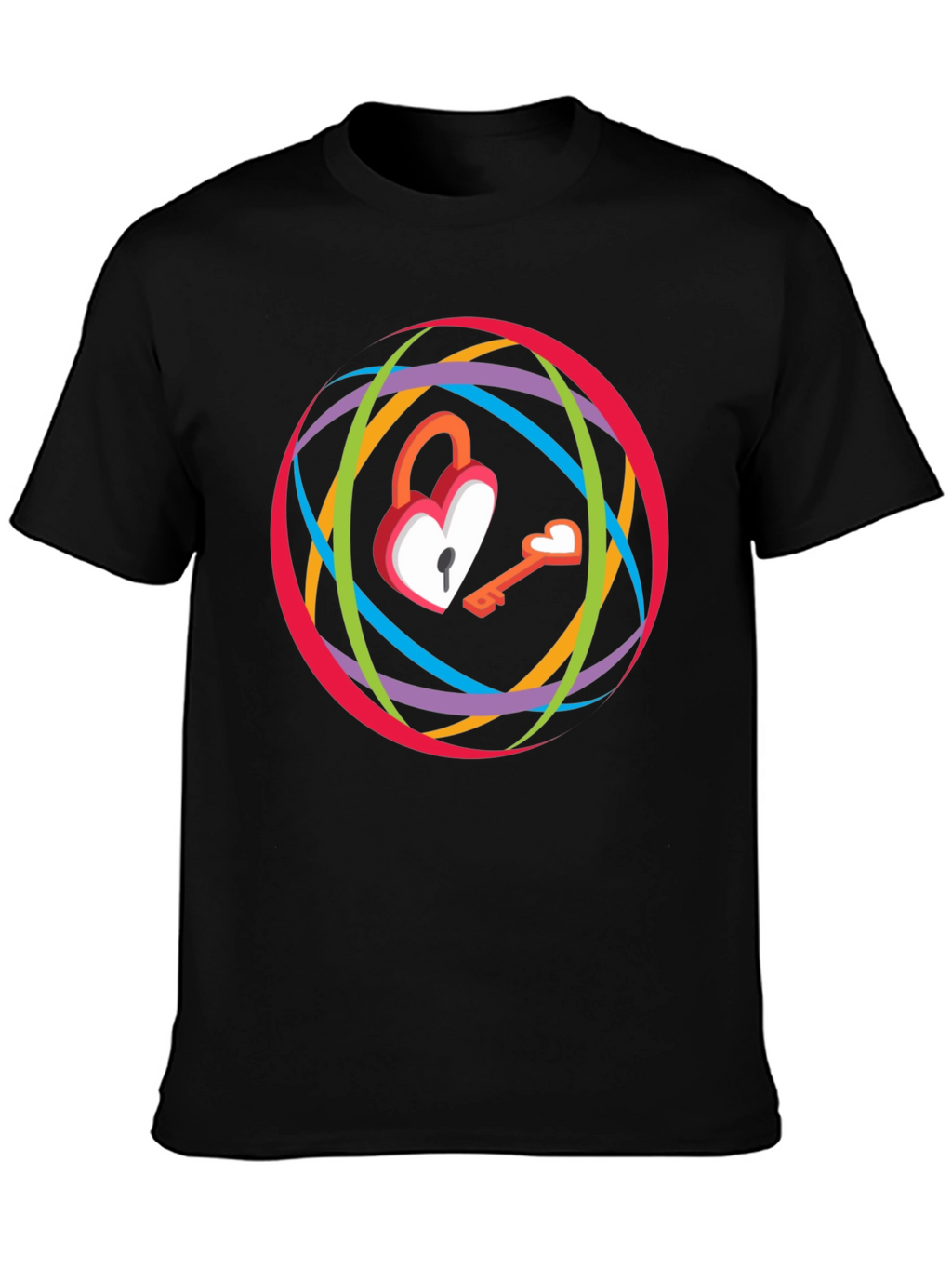 Heart Lock & Key Graphic T-Shirt - Modern Style