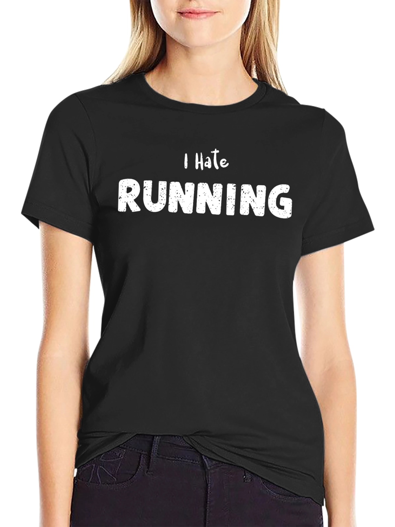 I Hate Running Graphic Tee - Novelty T-Shirt