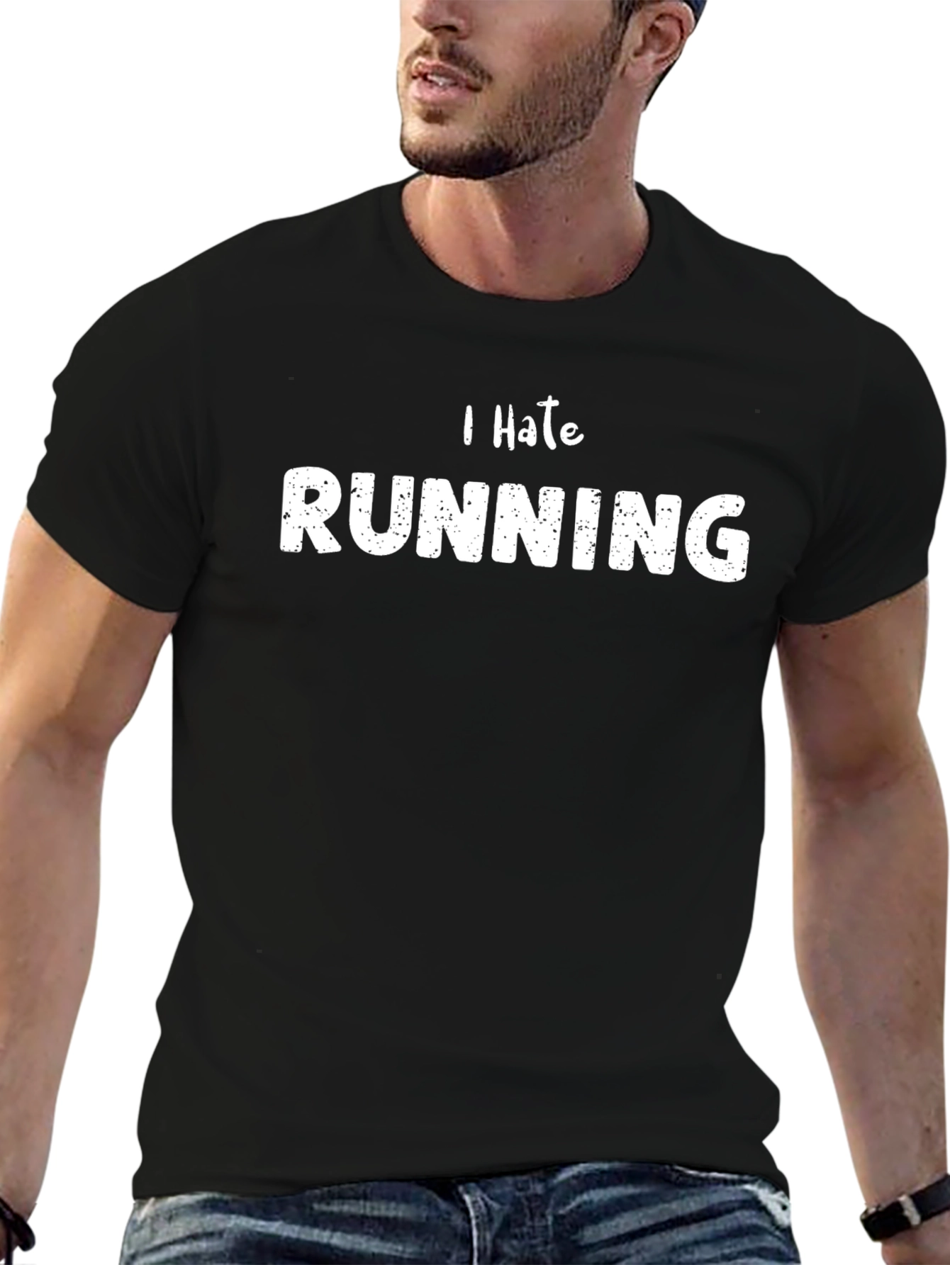 I Hate Running Graphic Tee - Novelty T-Shirt