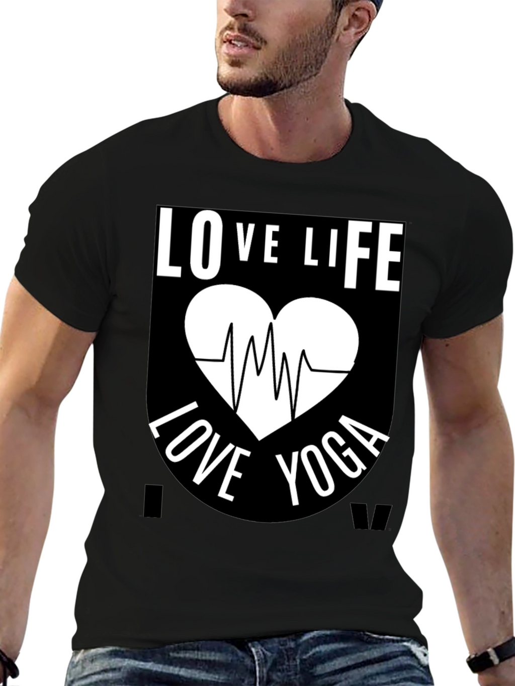 Love Life Yoga Graphic T-Shirt - Black