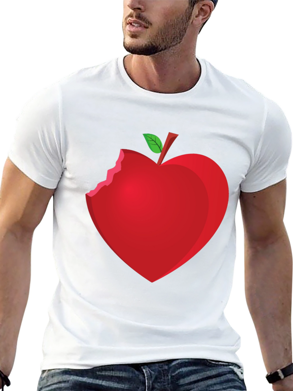 Bitten Apple Heart Graphic Tee - Unisex Black T-Shirt