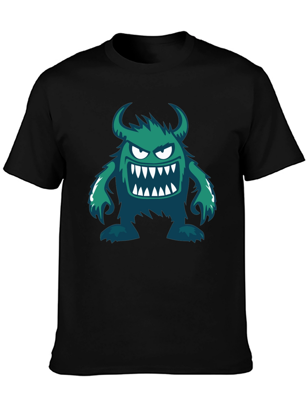 Monster Graphic Print Crew Neck Tee - Black