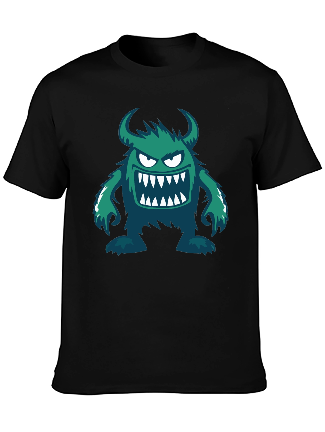 Monster Graphic Print Crew Neck Tee - Black