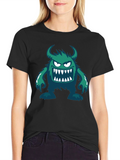 Monster Graphic Print Crew Neck Tee - Black