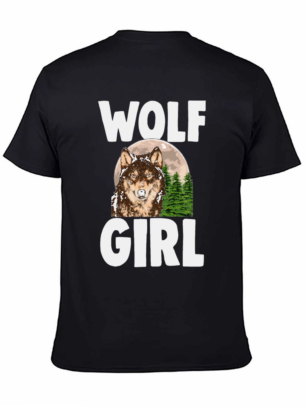 Wolf Girl Graphic Tee - Black Cotton T-Shirt