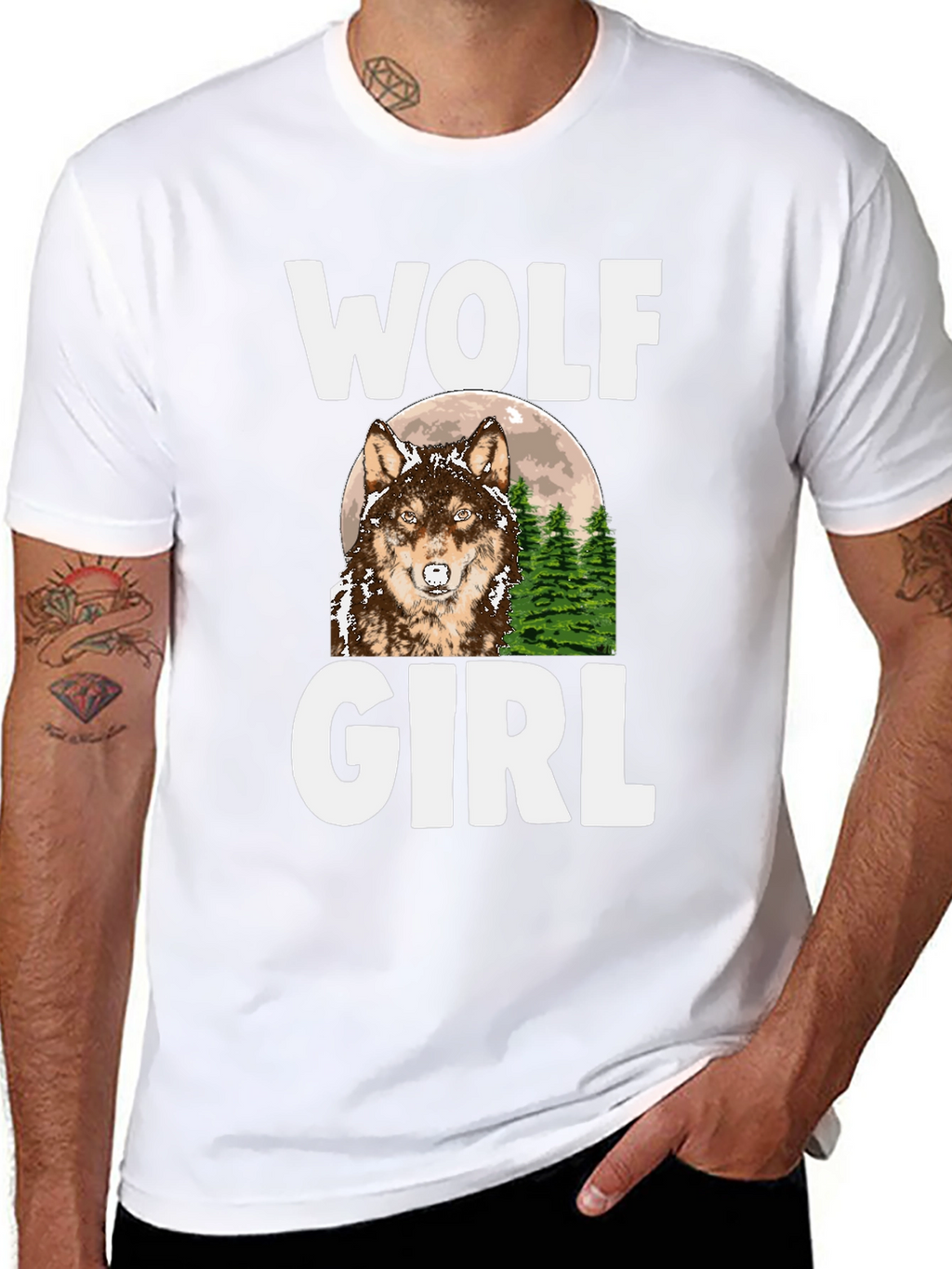 Wolf Girl Graphic Tee - Black Cotton T-Shirt
