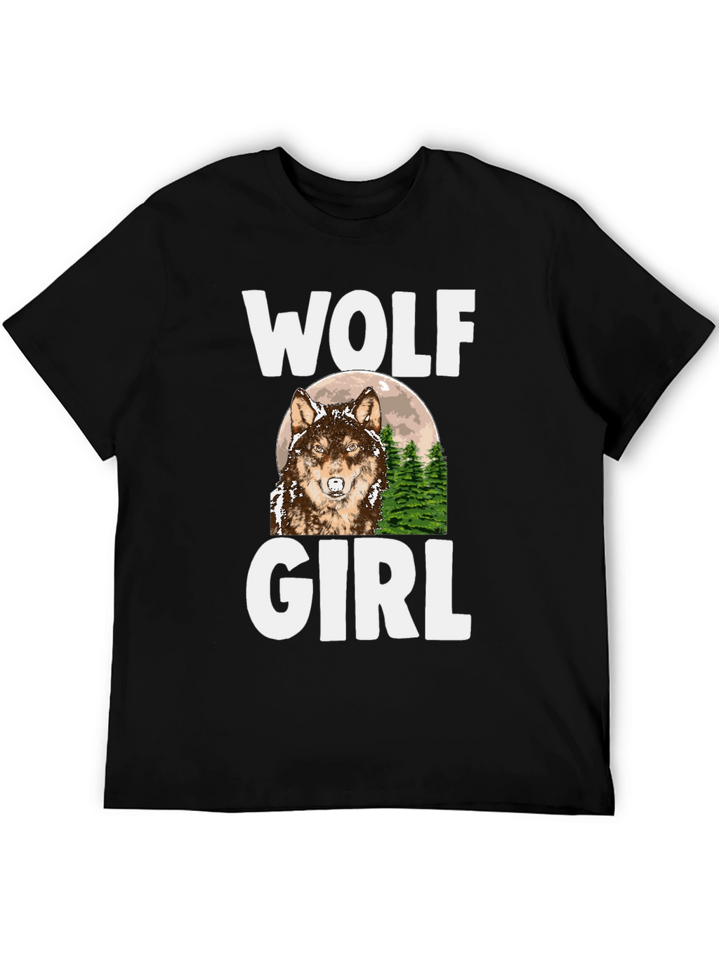 Wolf Girl Graphic Tee - Black Cotton T-Shirt