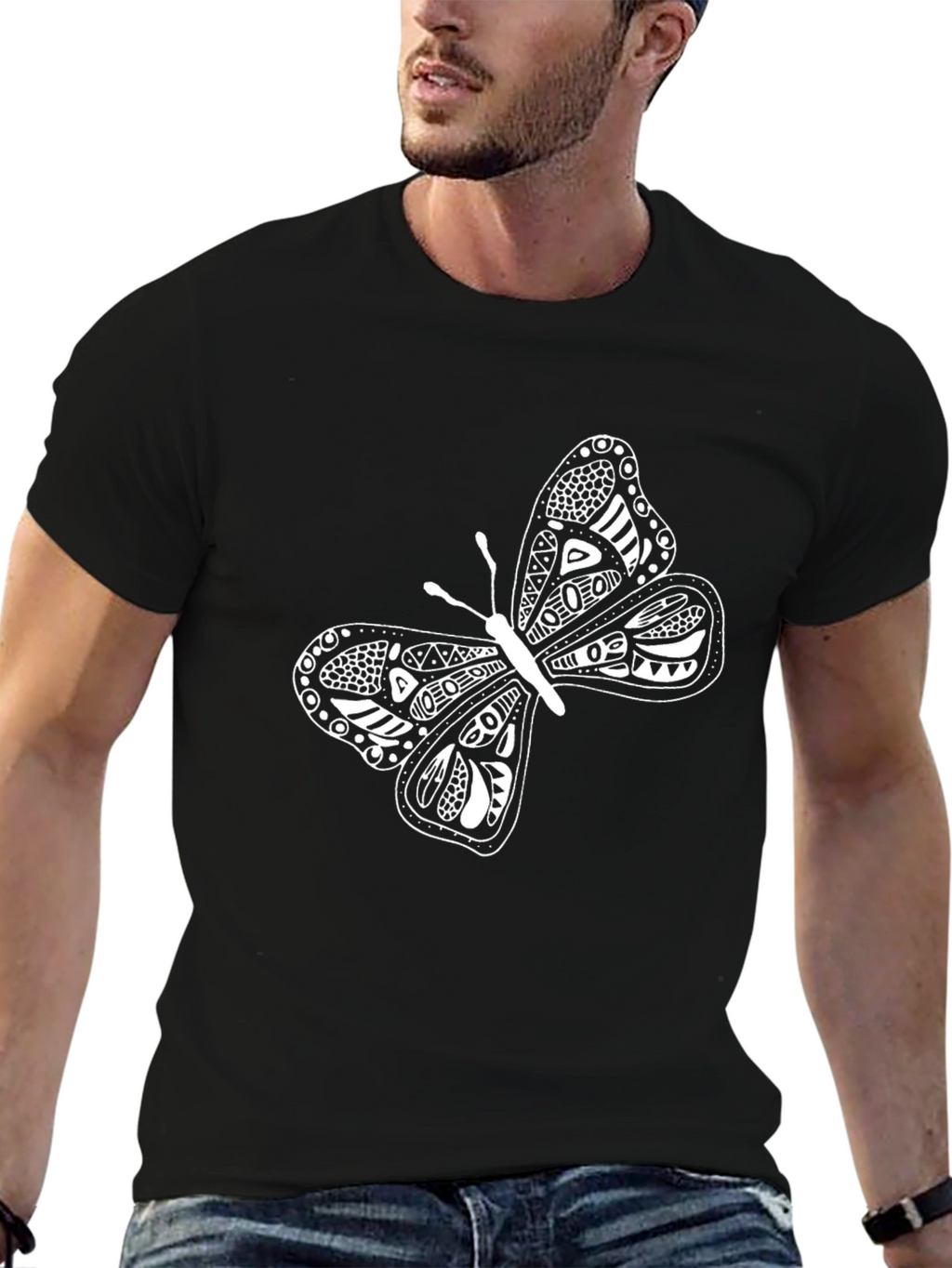 Butterfly Graphic Black T-Shirt - Unique Design