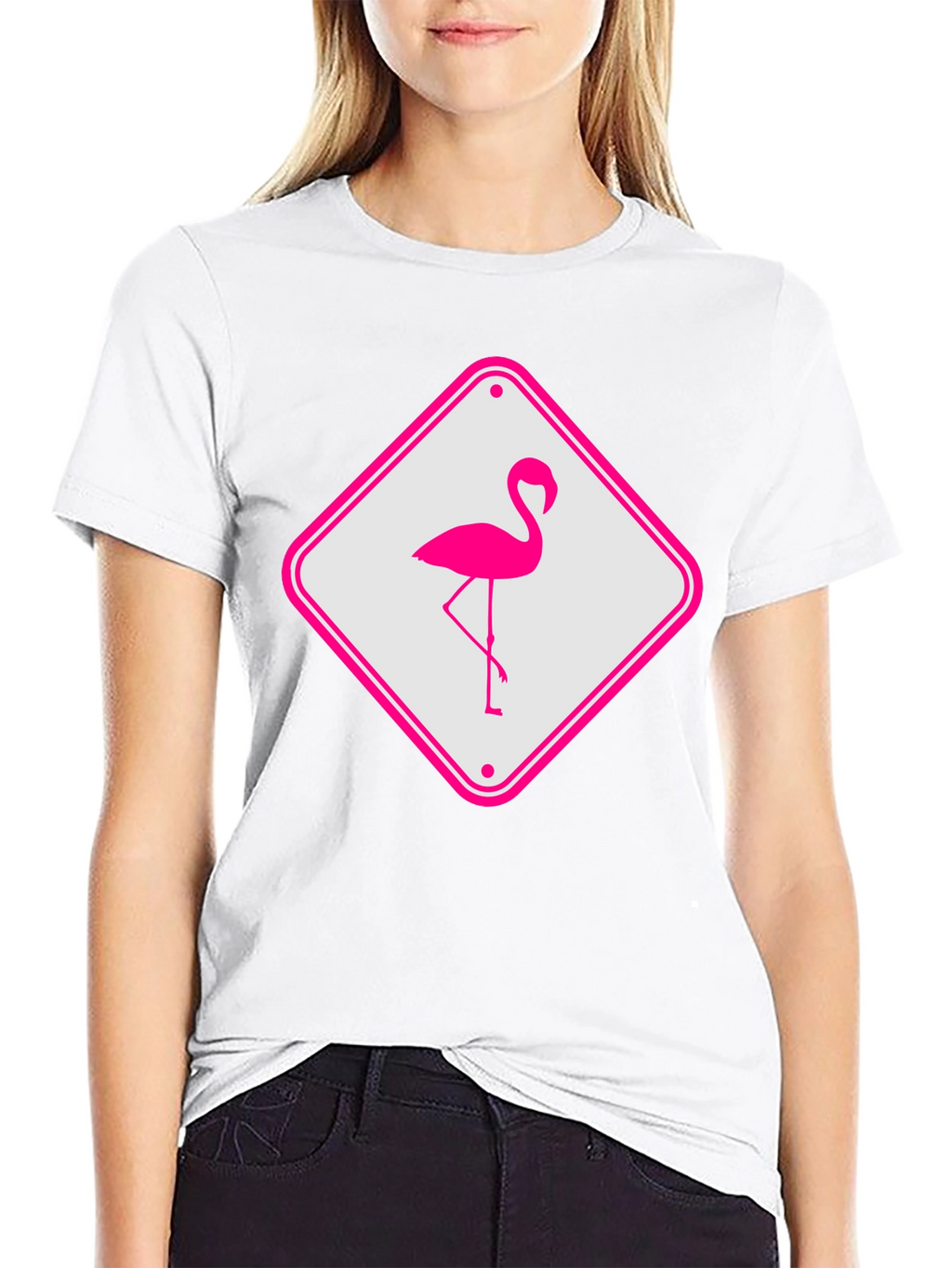 Flamingo Sign Graphic Tee - Cool Novelty T-Shirt