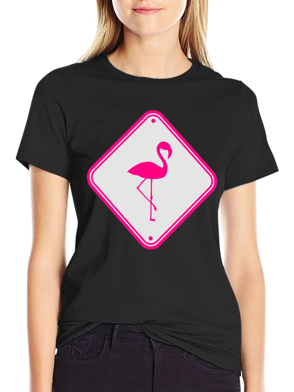 Flamingo Sign Graphic Tee - Cool Novelty T-Shirt