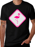 Flamingo Sign Graphic Tee - Cool Novelty T-Shirt