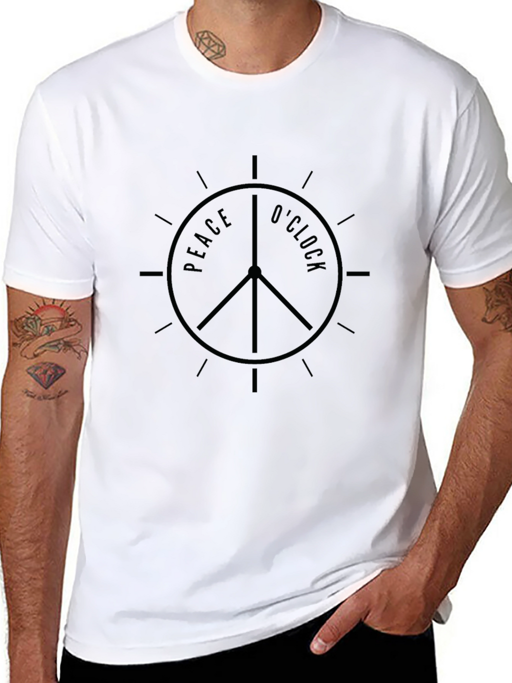 Peace OClock Graphic Tee - Black Cotton T-Shirt