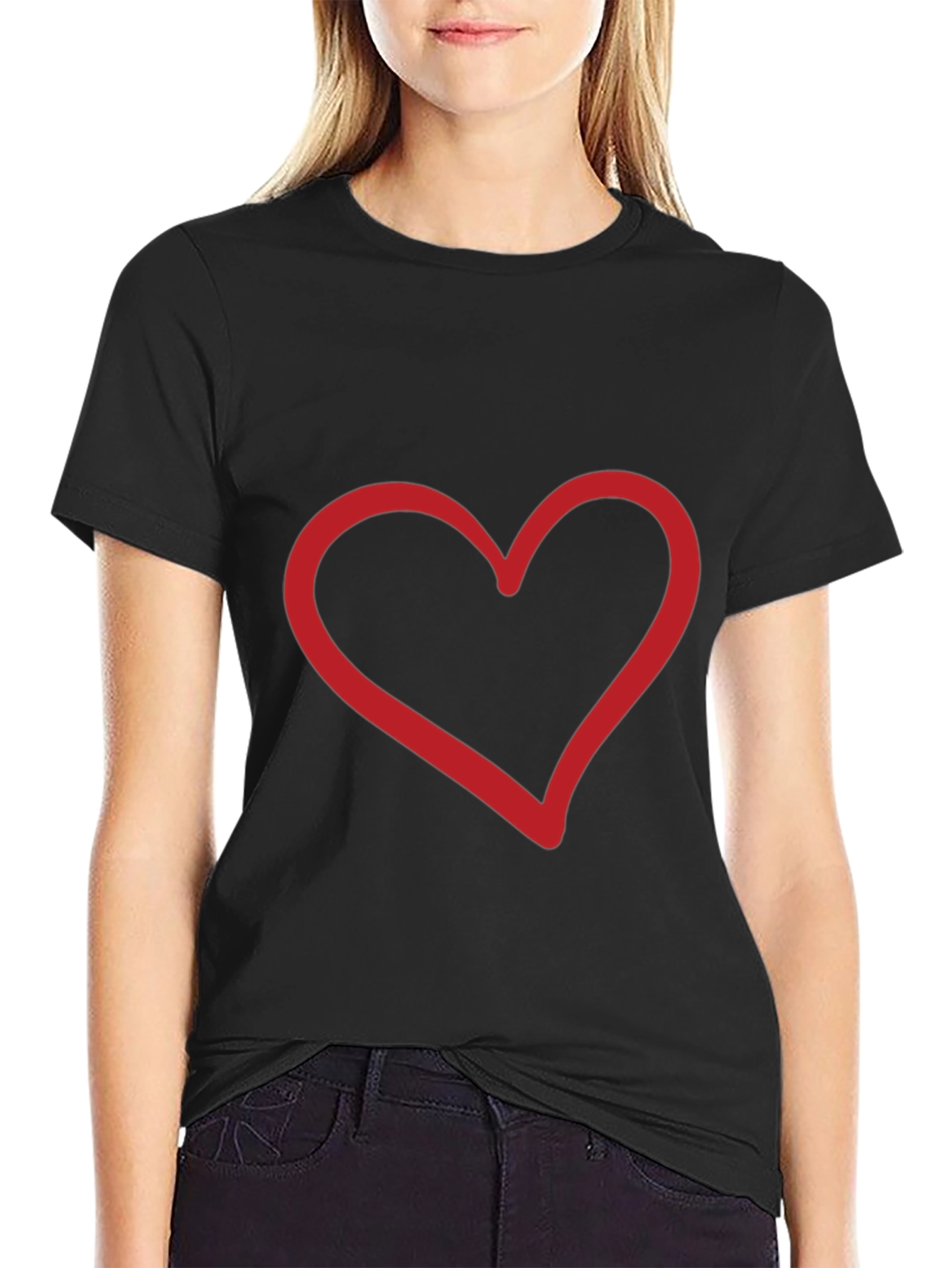 Heart Graphic Black Tee - Stylish Casual Wear