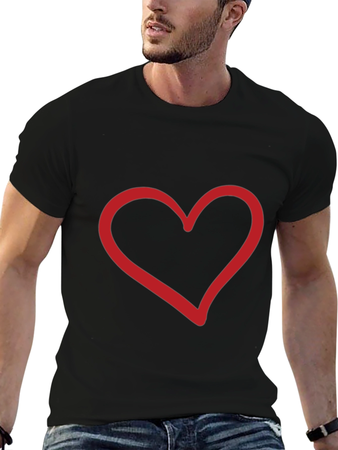 Heart Graphic Black Tee - Stylish Casual Wear