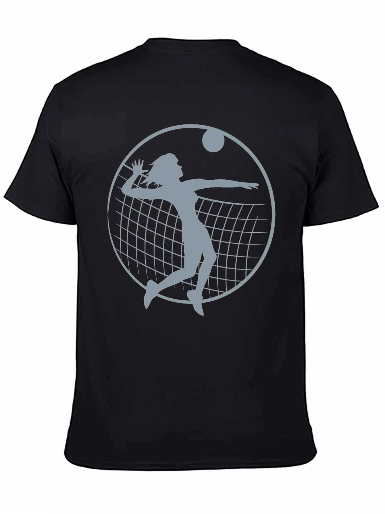 Volleyball Player Graphic Tee - Black Cotton Shirt