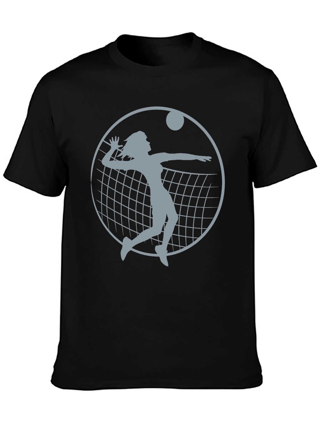 Volleyball Player Graphic Tee - Black Cotton Shirt