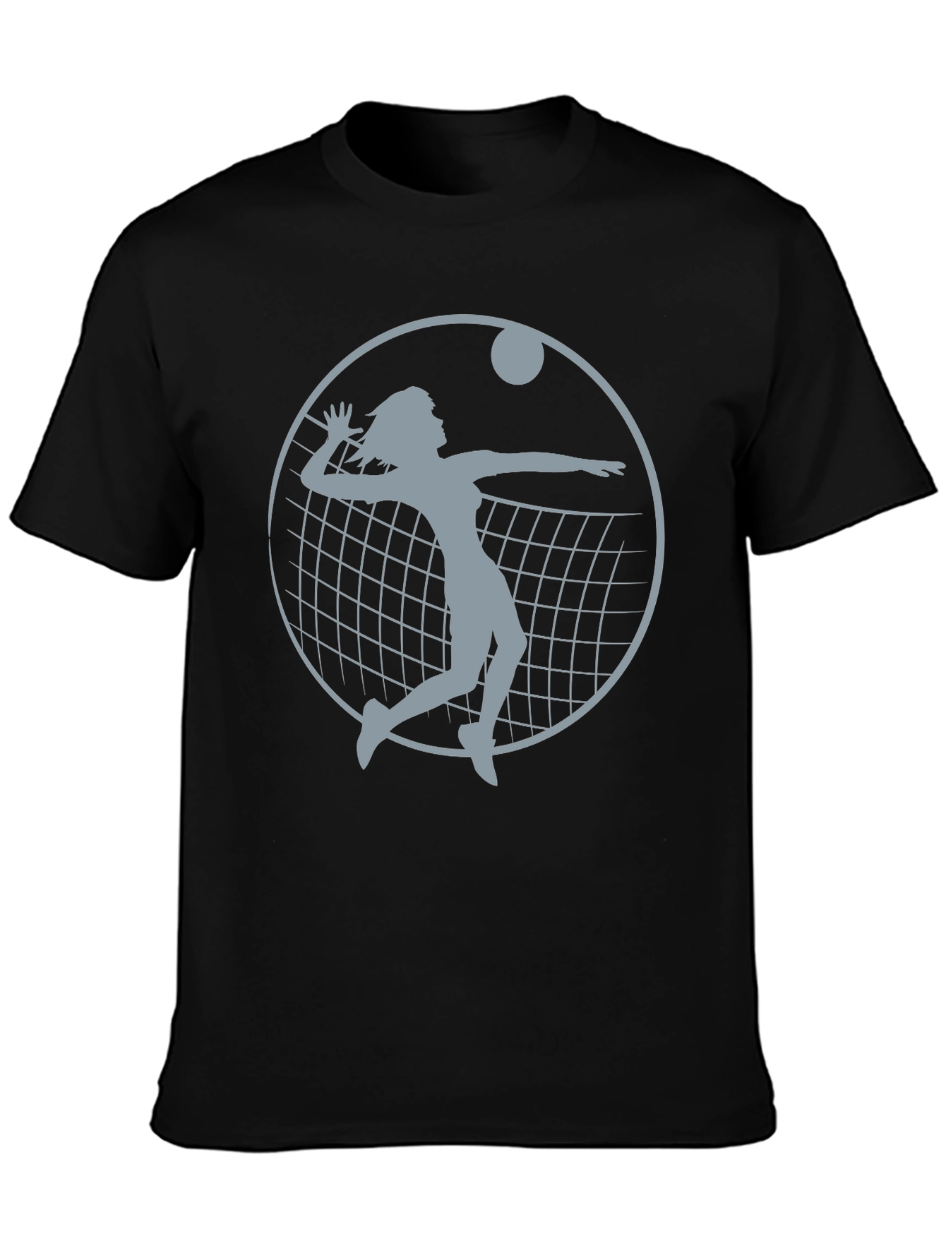 Volleyball Player Graphic Tee - Black Cotton Shirt