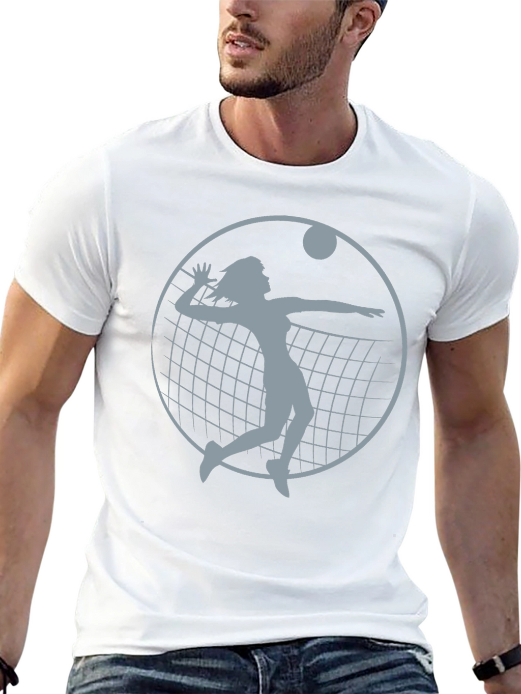 Volleyball Player Graphic Tee - Black Cotton Shirt
