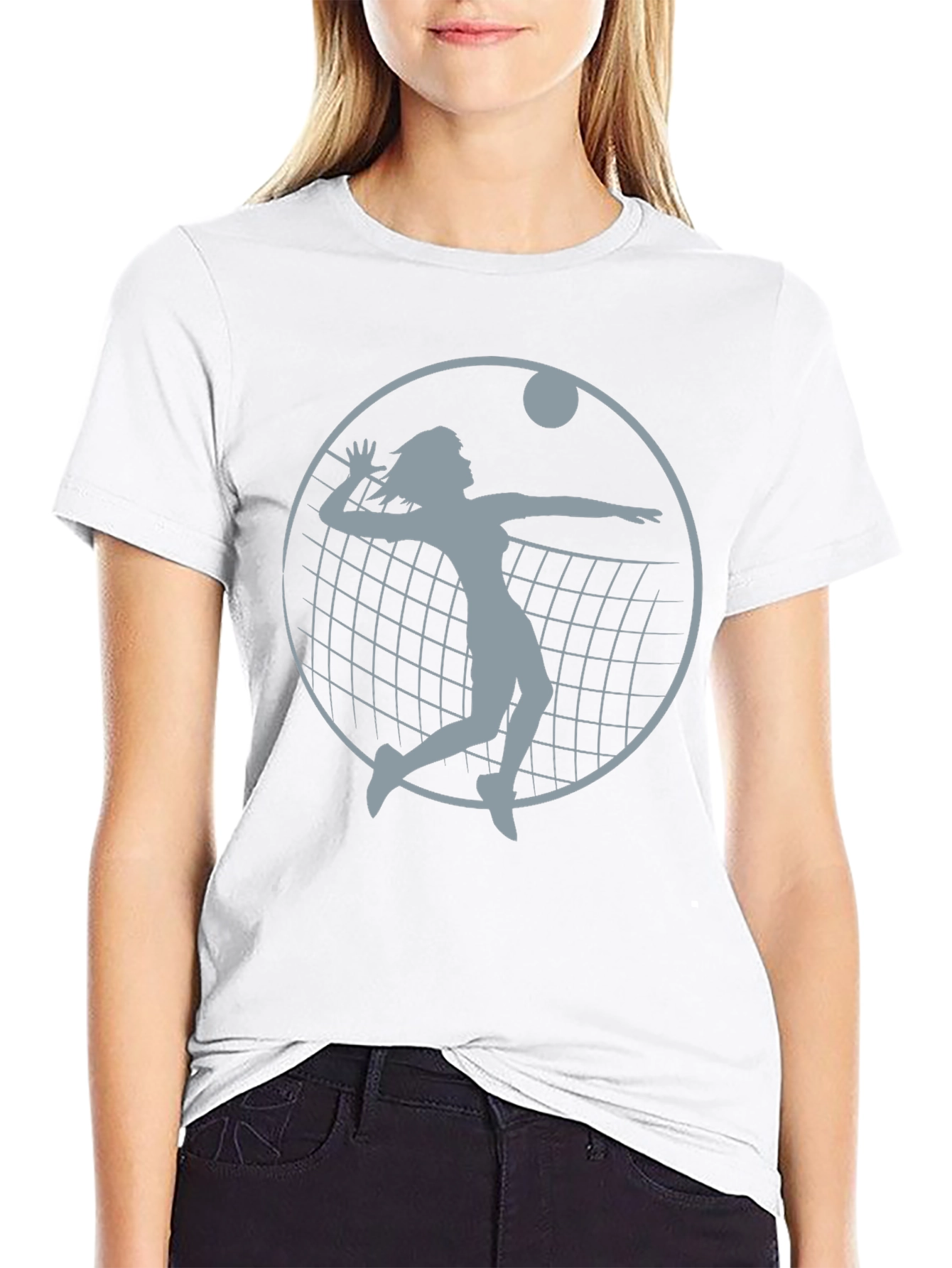 Volleyball Player Graphic Tee - Black Cotton Shirt