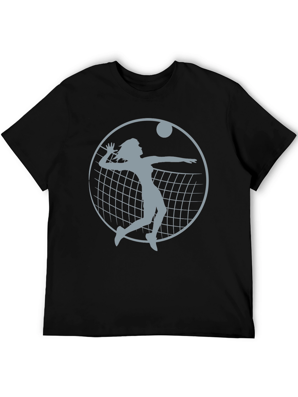 Volleyball Player Graphic Tee - Black Cotton Shirt