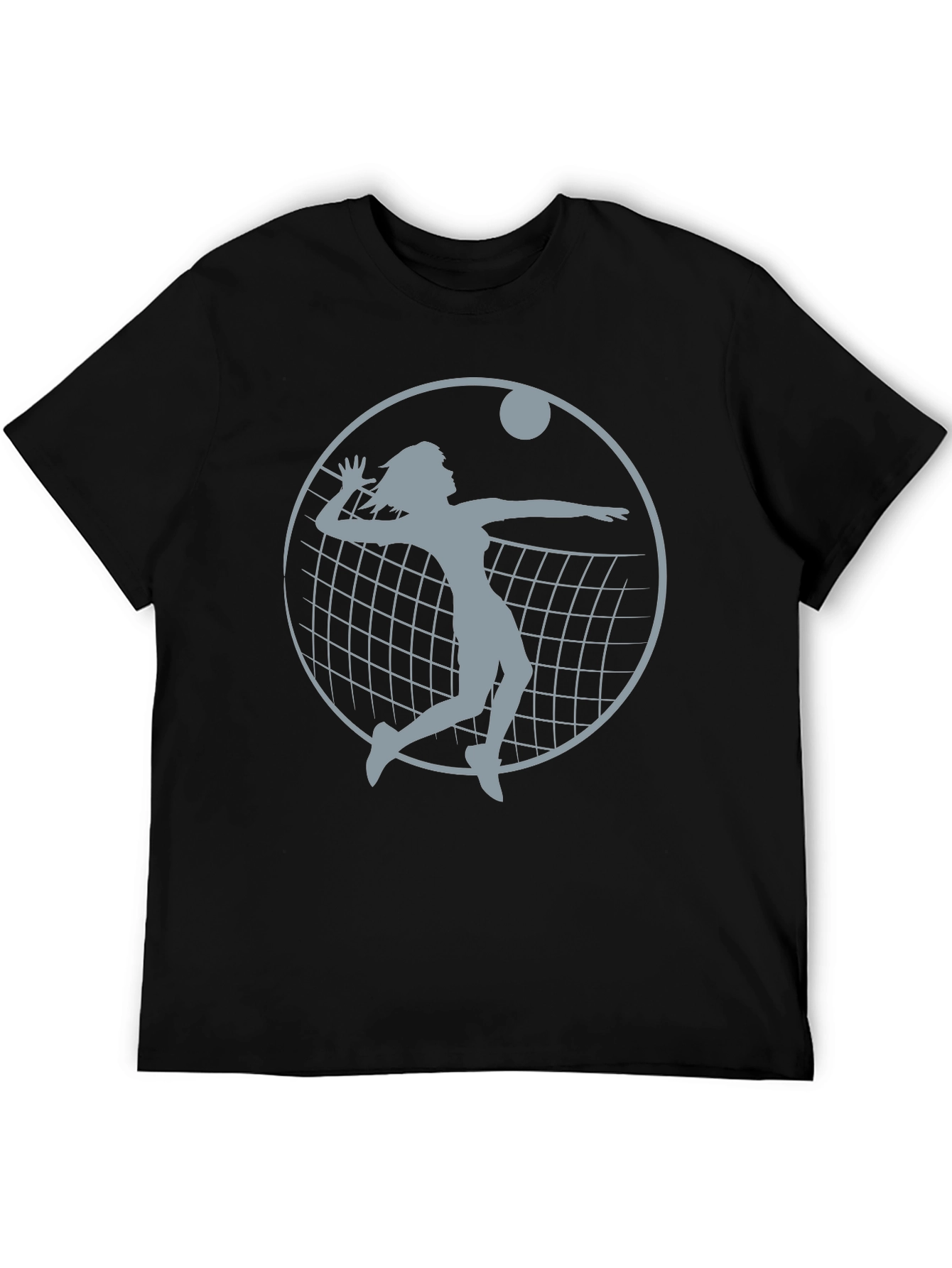Volleyball Player Graphic Tee - Black Cotton Shirt