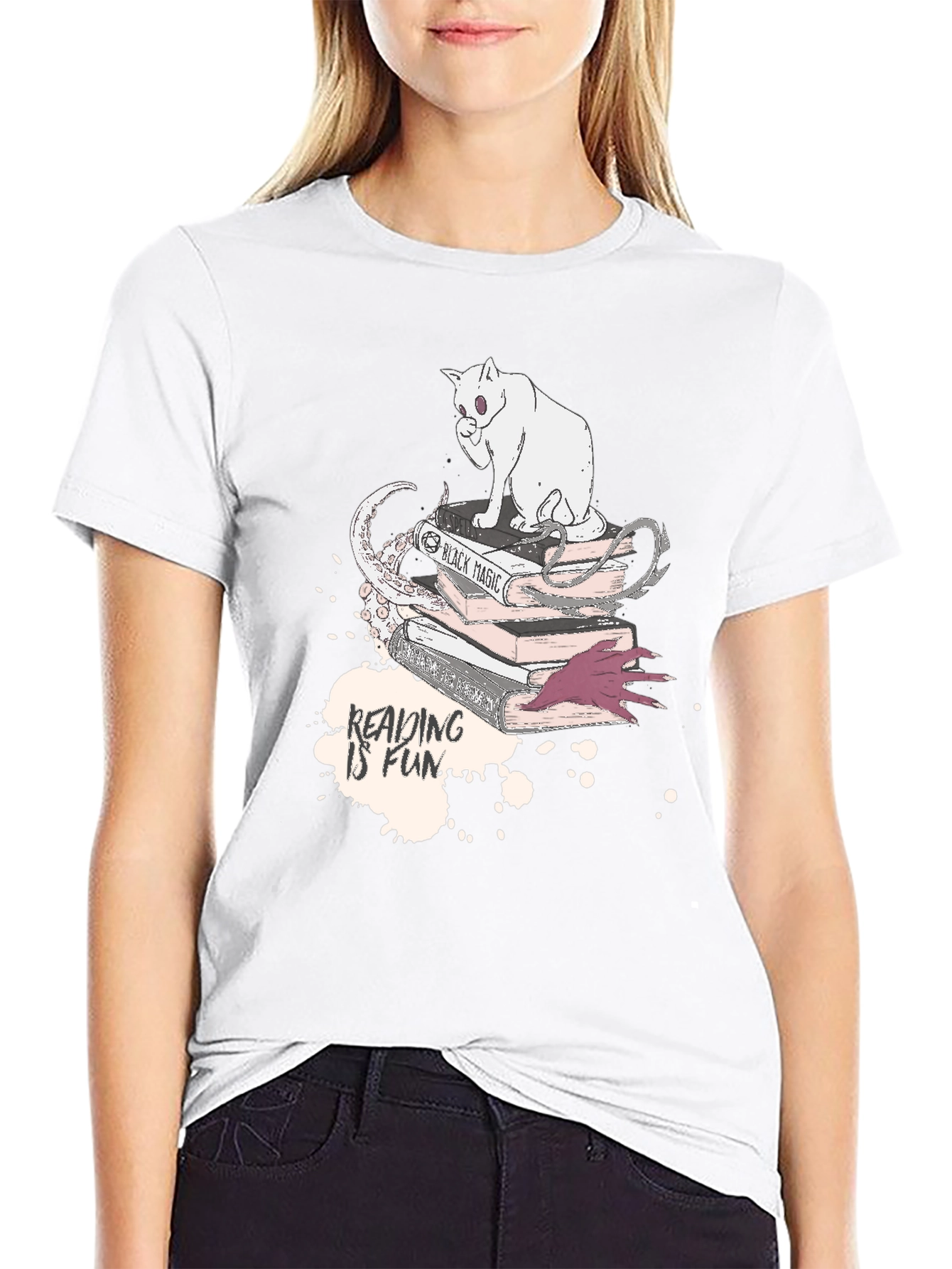 Reading is Fun T-Shirt Cat & Magic Books