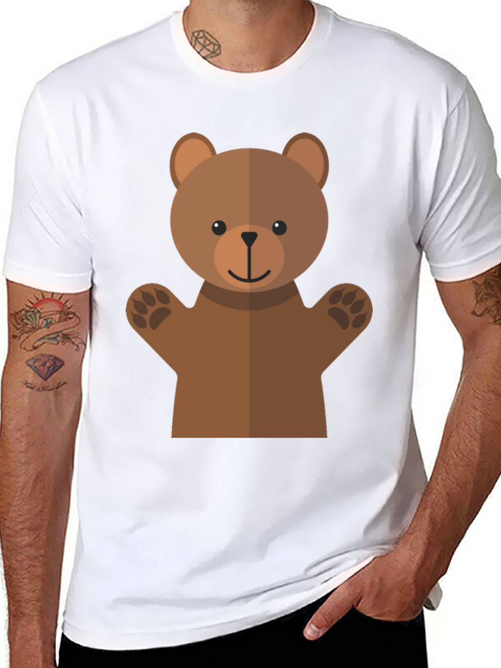 Cute Bear Graphic Tee - Black T-Shirt