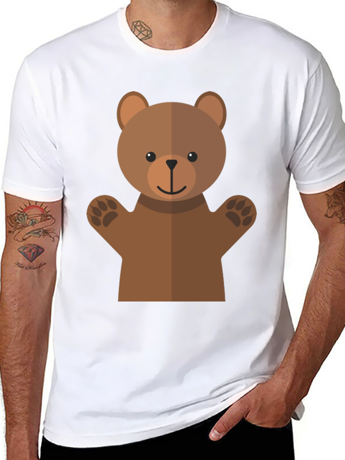 Cute Bear Graphic Tee - Black T-Shirt