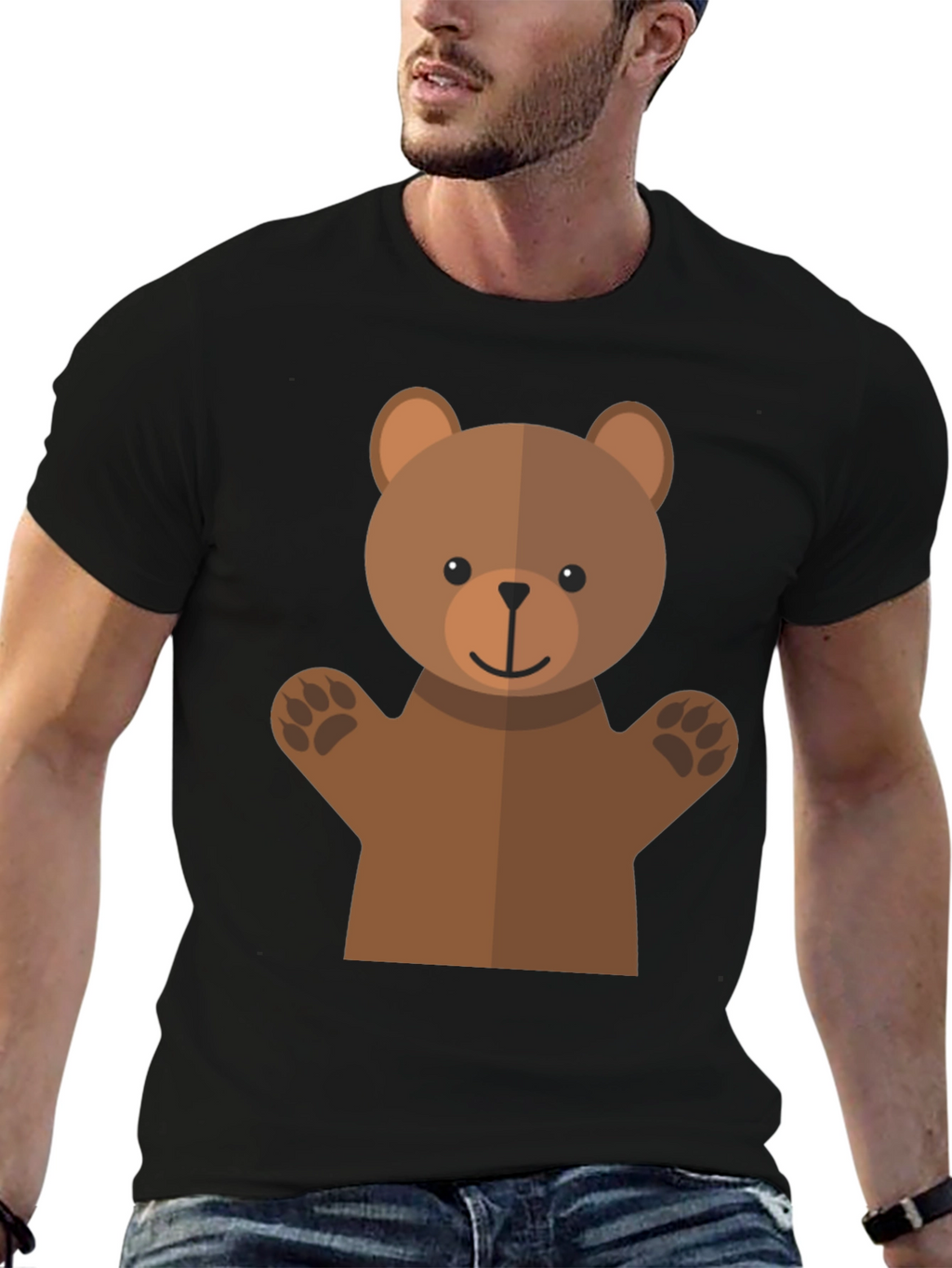 Cute Bear Graphic Tee - Black T-Shirt