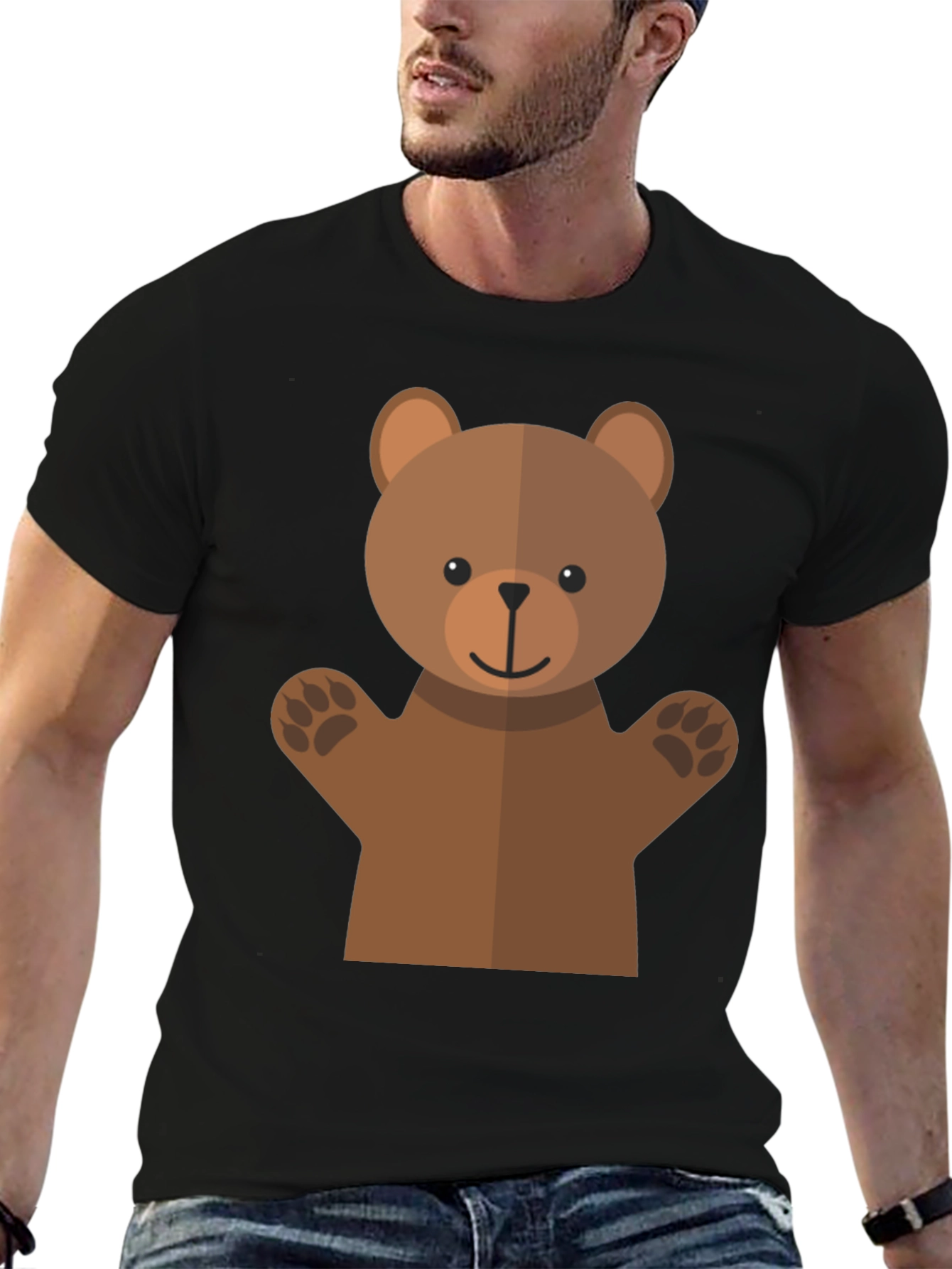 Cute Bear Graphic Tee - Black T-Shirt