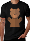 Cute Bear Graphic Tee - Black T-Shirt