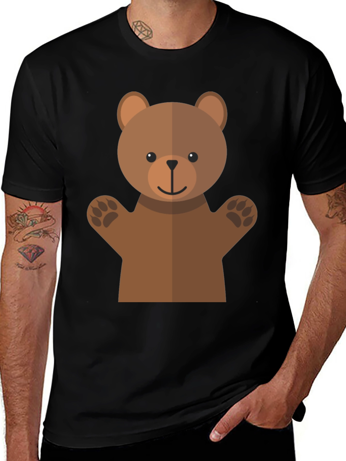 Cute Bear Graphic Tee - Black T-Shirt