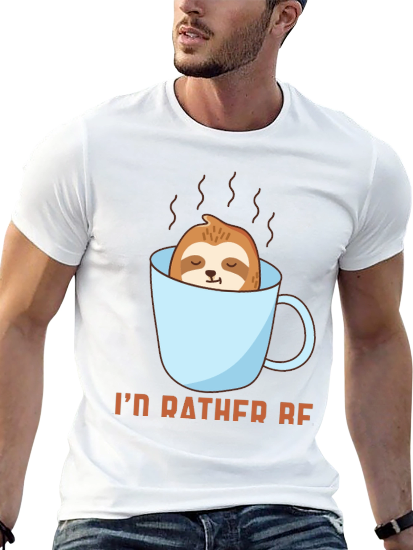 Sloth in Coffee Cup Graphic T-Shirt - Relax & Enjoy