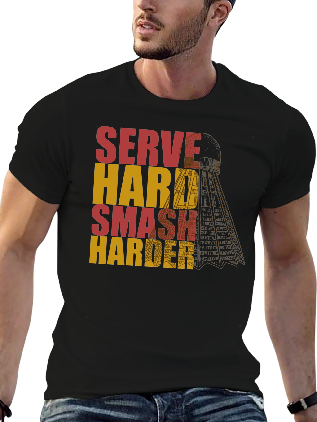 Serve Hard Smash Harder Badminton T-Shirt