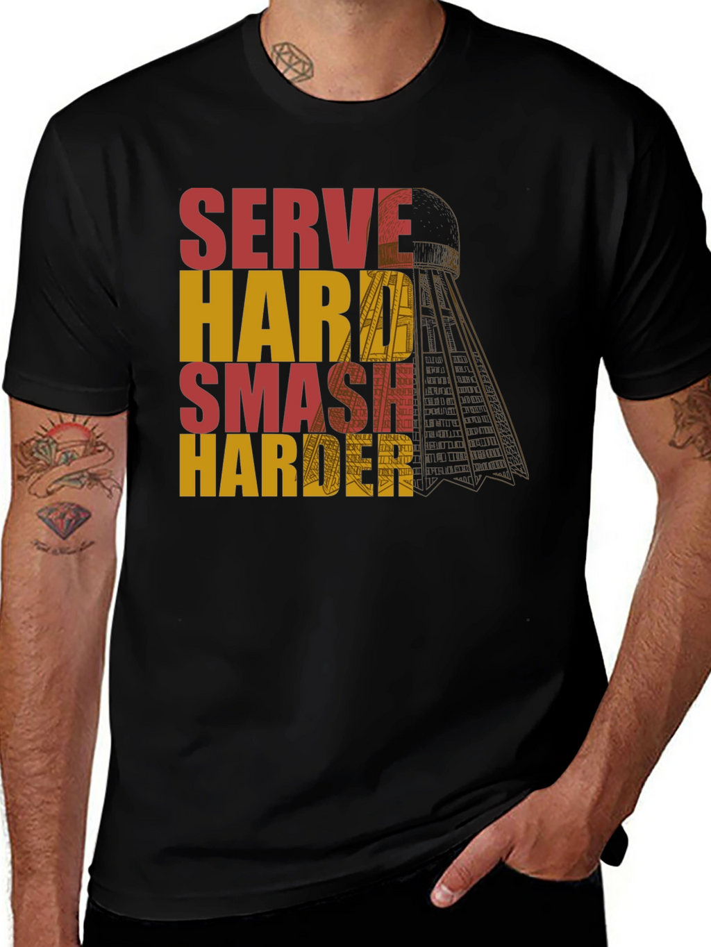 Serve Hard Smash Harder Badminton T-Shirt
