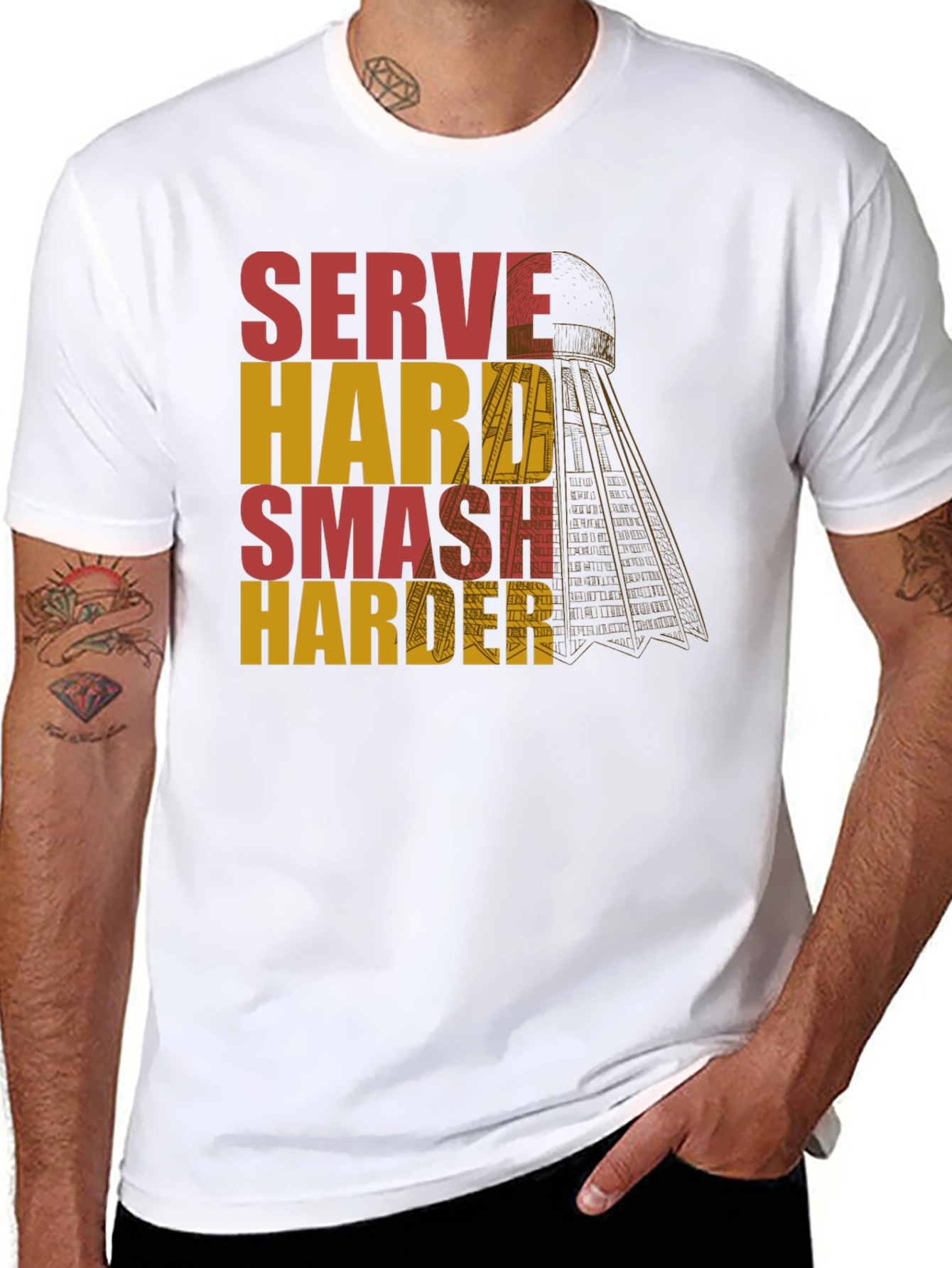 Serve Hard Smash Harder Badminton T-Shirt