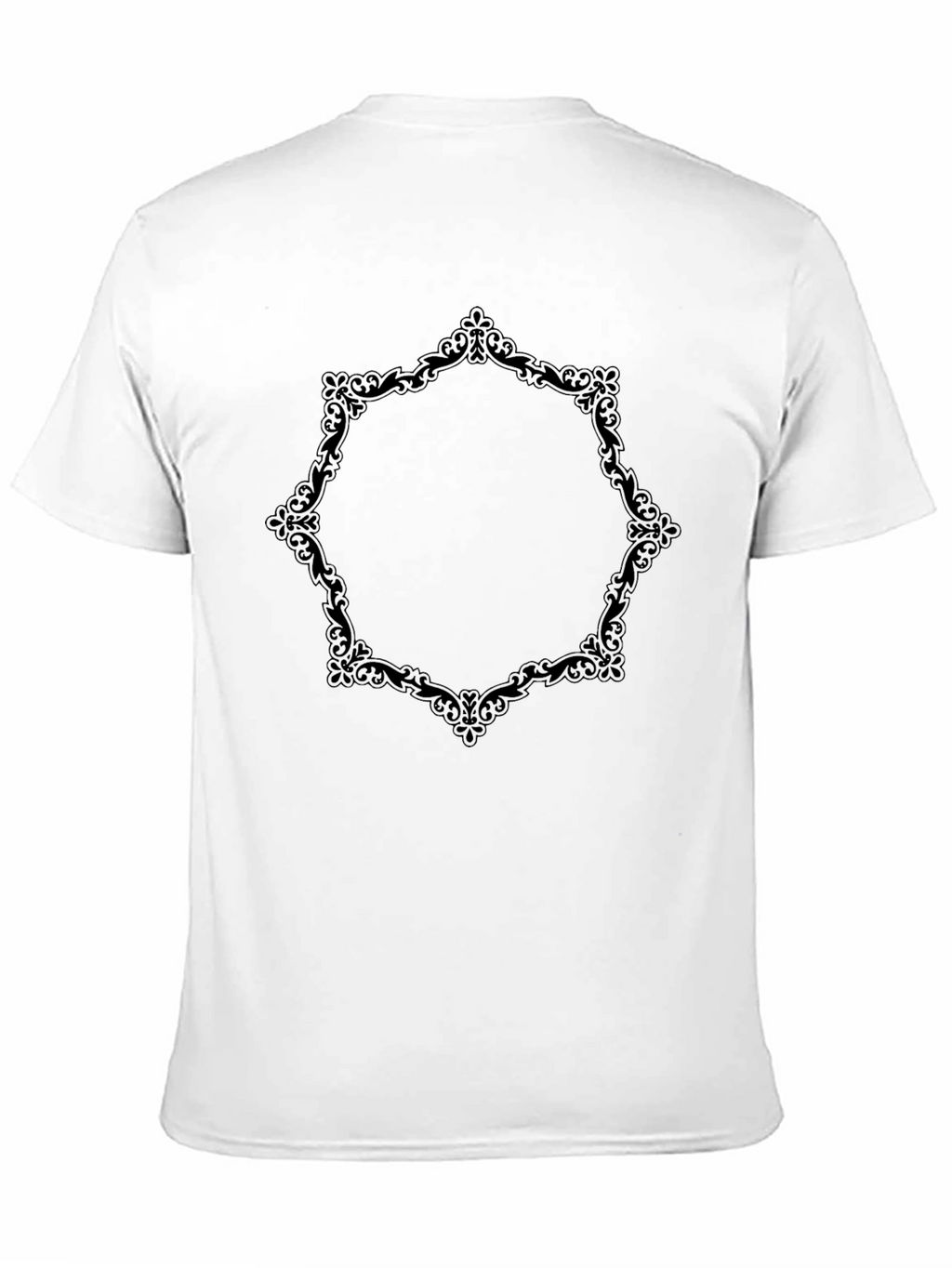 Elegant Black T-Shirt with Ornate Frame Design