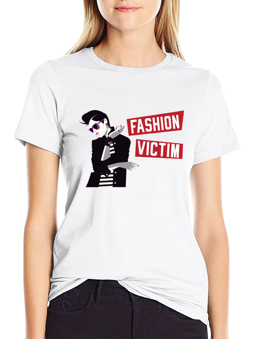 Fashion Victim Graphic Tee - Stylish Black T-Shirt