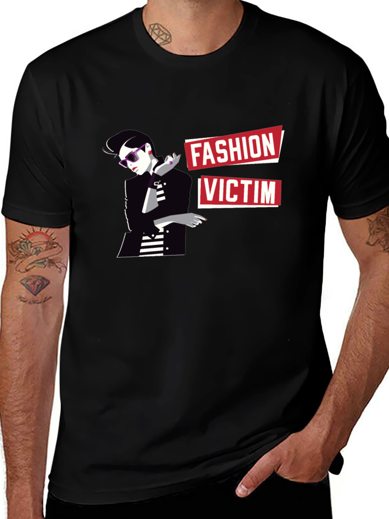 Fashion Victim Graphic Tee - Stylish Black T-Shirt