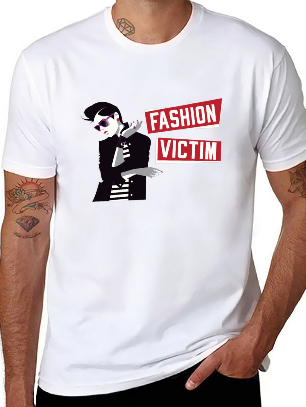 Fashion Victim Graphic Tee - Stylish Black T-Shirt