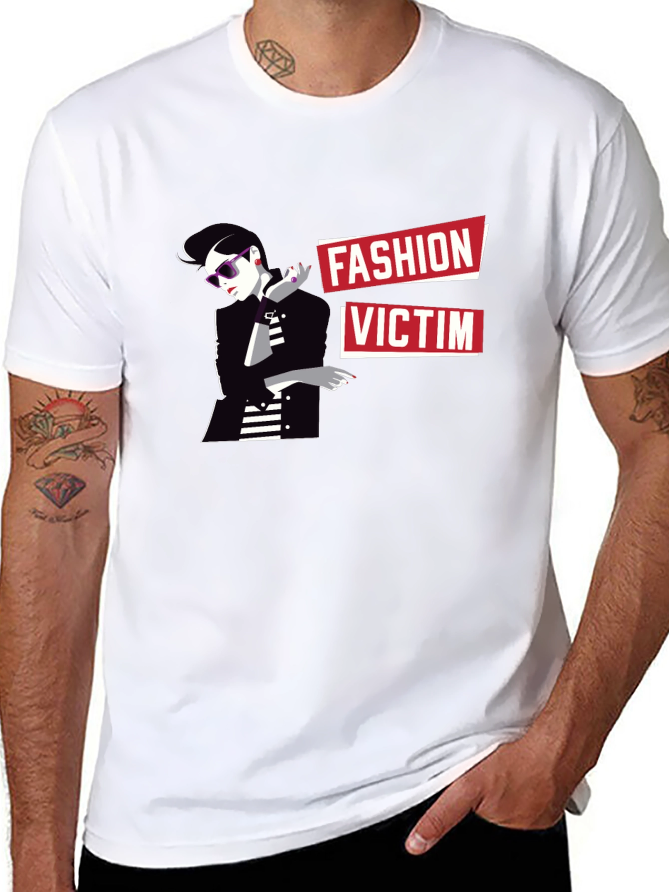 Fashion Victim Graphic Tee - Stylish Black T-Shirt