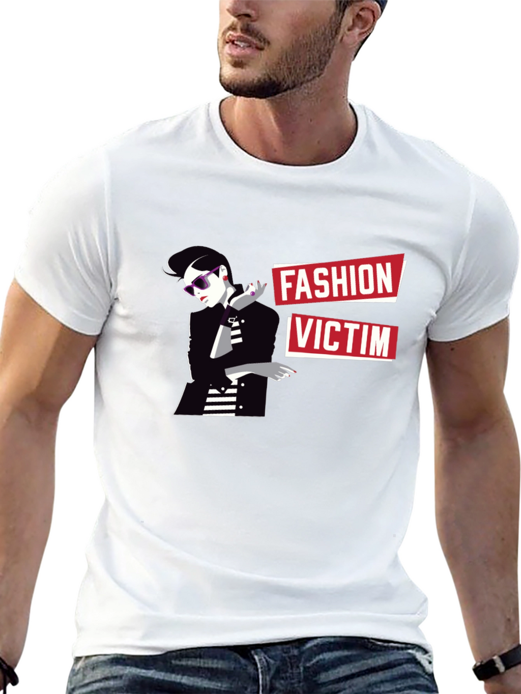 Fashion Victim Graphic Tee - Stylish Black T-Shirt